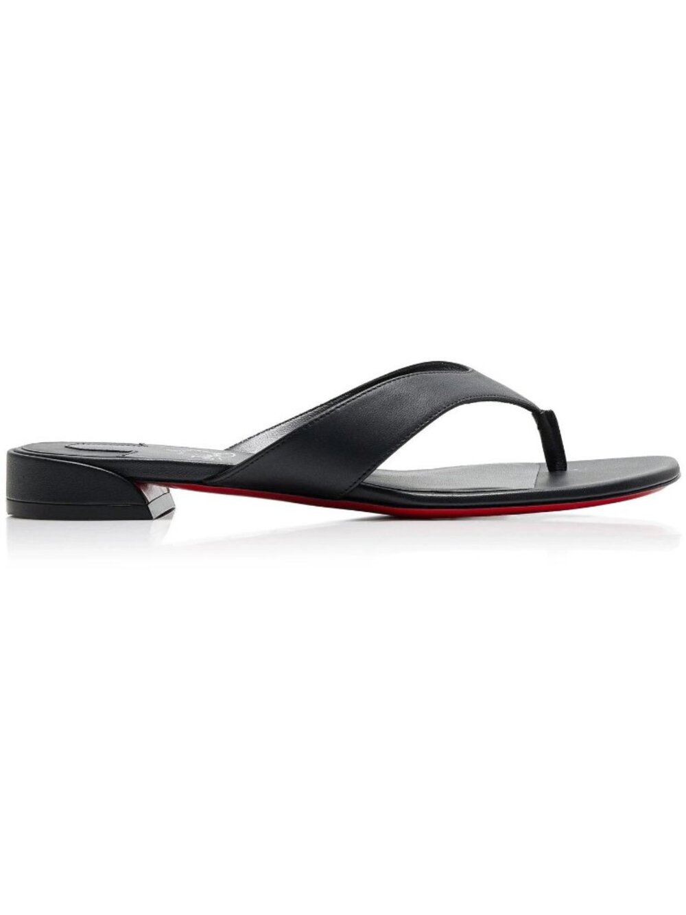 Christian Louboutin JANETONGA FLAT Leather Thong Mule Sandals Shoes Black
